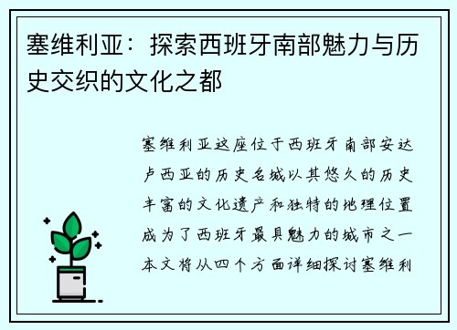 塞维利亚：探索西班牙南部魅力与历史交织的文化之都